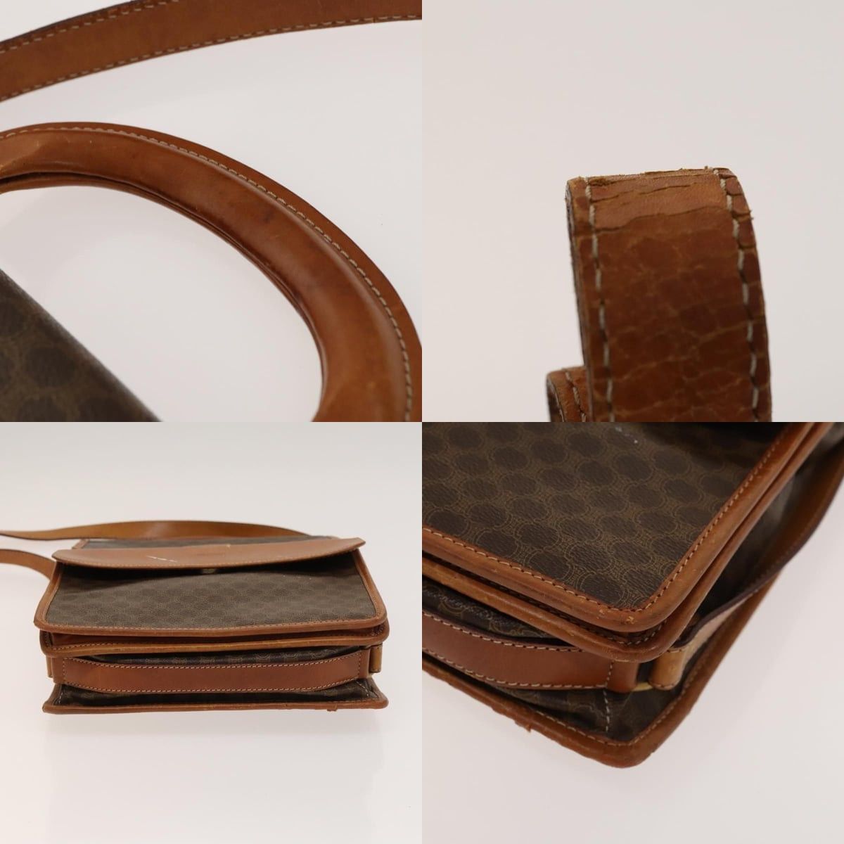 Celine CELINE Macadam Canvas Shoulder Bag Pvc Leather Brown Gold Size ONE SIZE - 10 Thumbnail