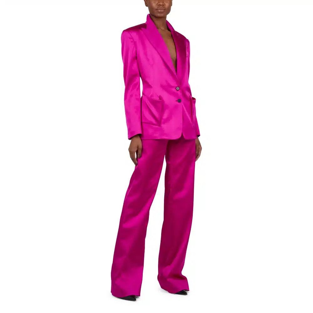 Tom Ford o1loc1c0625 GI2953 Fluid Satin Jacket in Dark Pink Size XS / US 0-2 / IT 36-38 - 2 Thumbnail