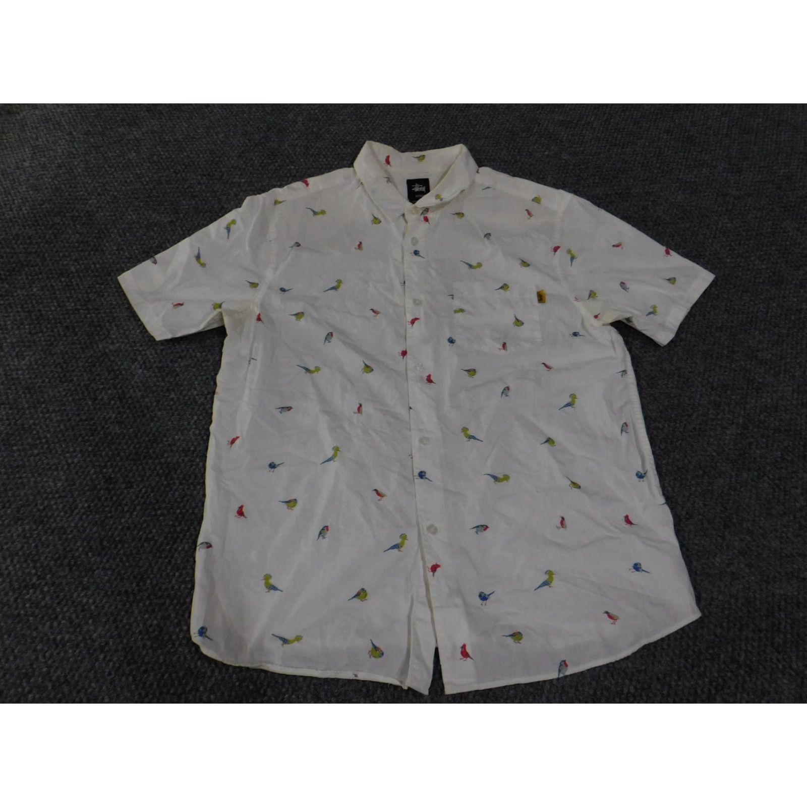 Vintage Stussy Shirt Mens Medium White Parrot Bird Print Button Up Short Sleeve Casual Size US M / EU 48-50 / 2 - 2 Thumbnail