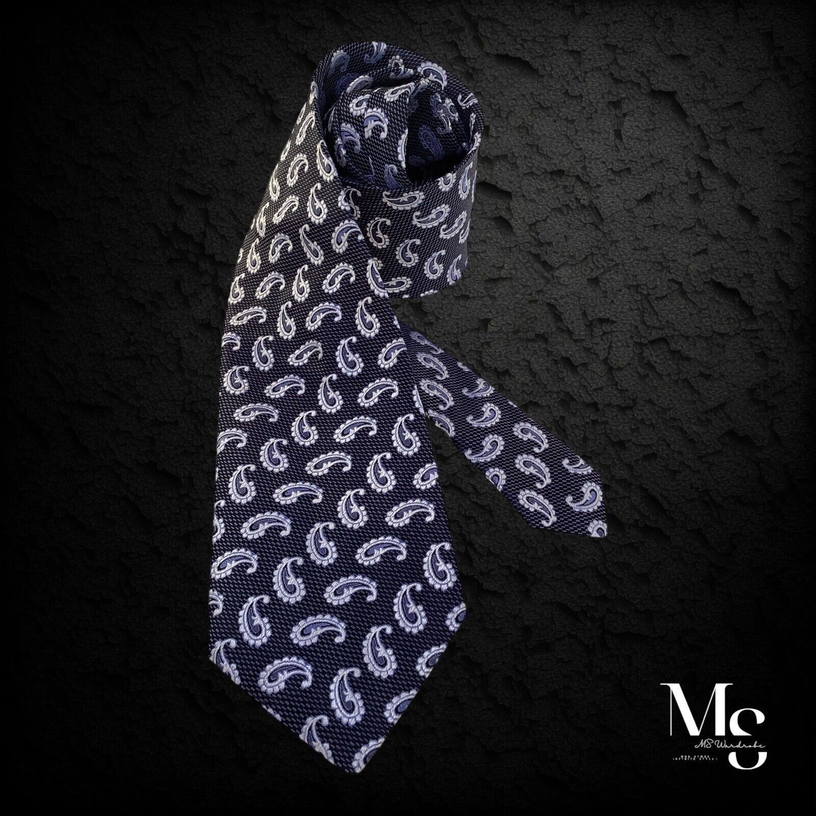 Serica SERICA Gray Paisley Silk Tie In Made Italy W: 3.5" EX COND Size ONE SIZE - 1 Thumbnail