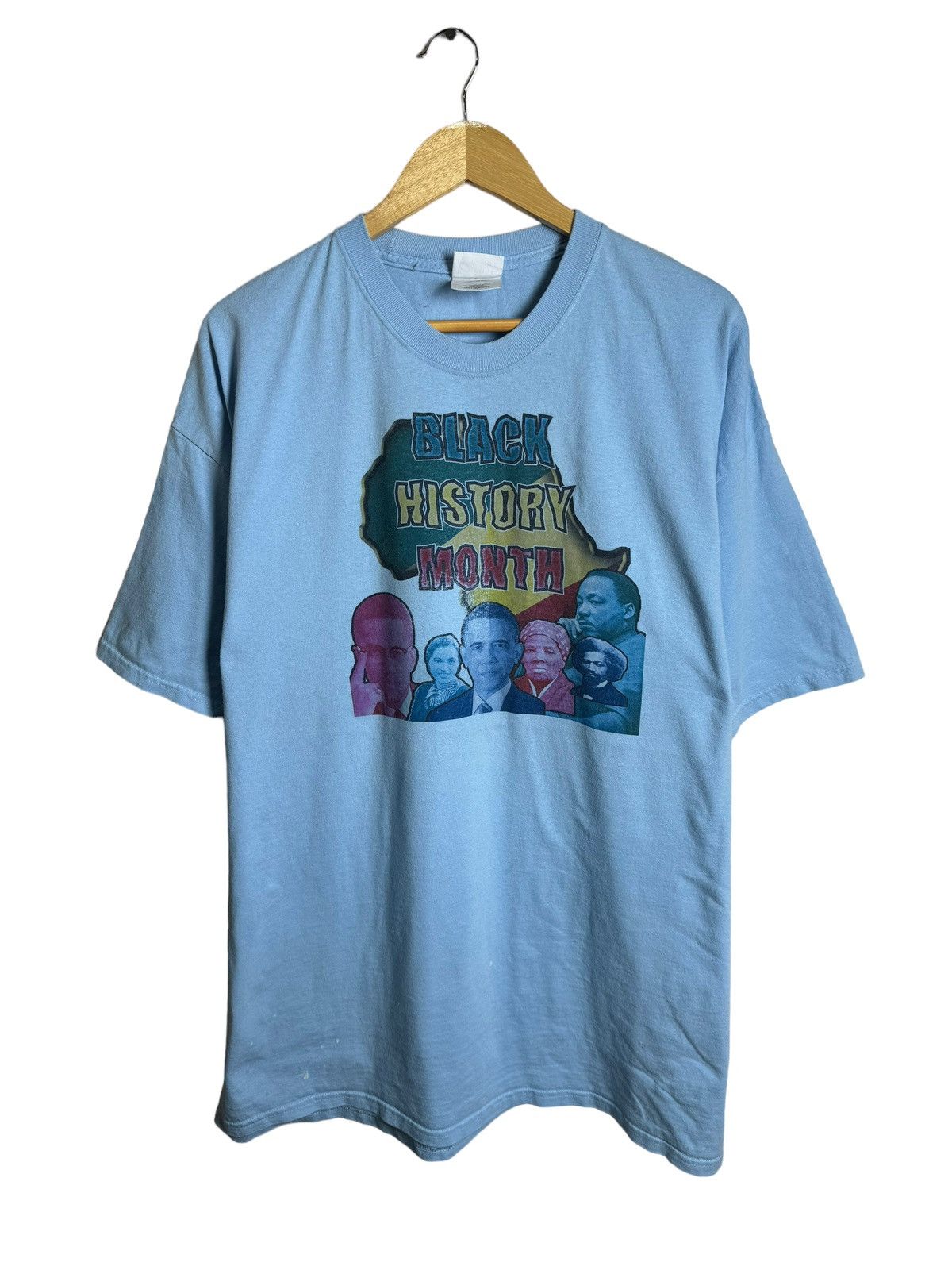 image of Rap Tees x Vintage Black History Month Rap Tee Style Tshirt Design in Blue, Men's (Size 2XL)