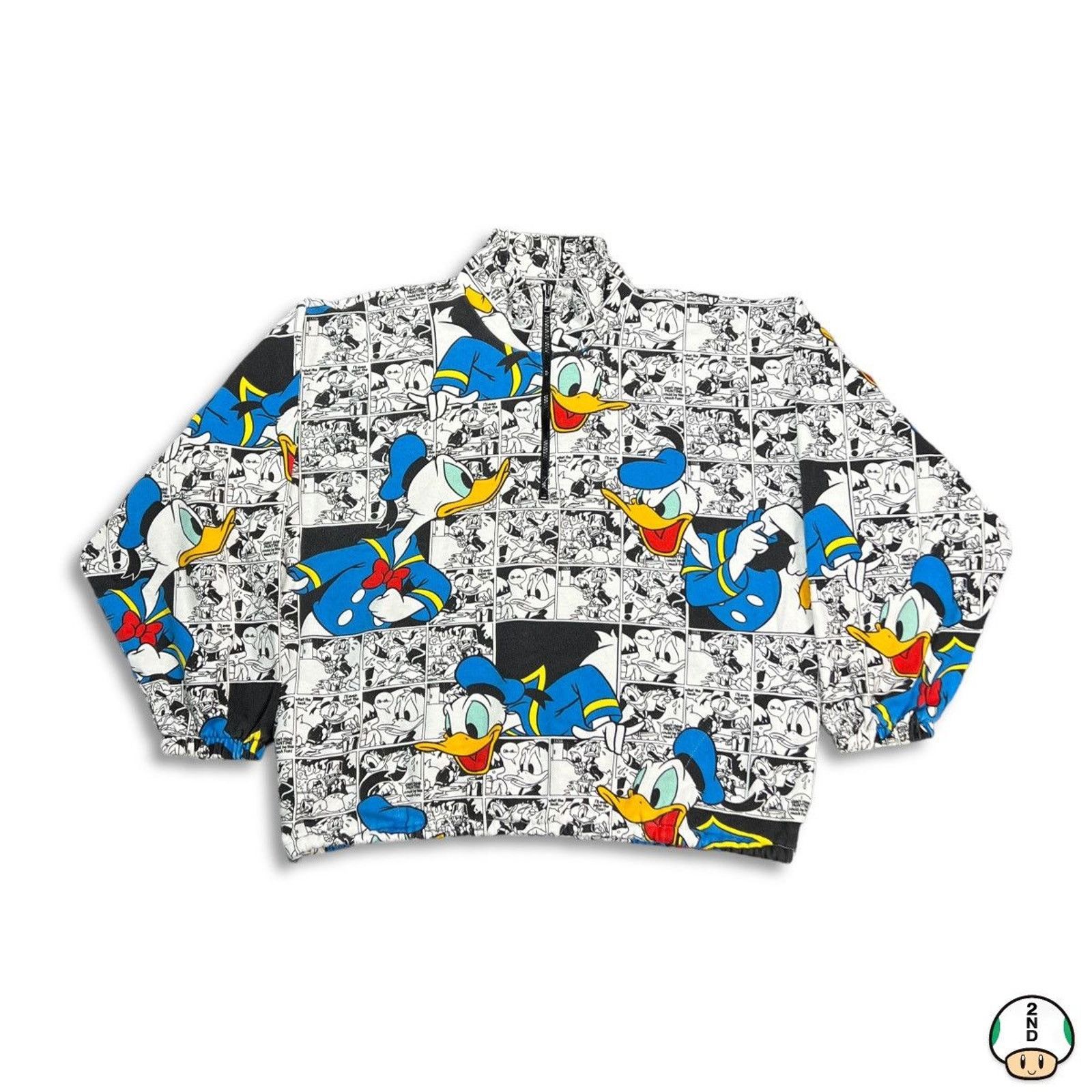 Disney × Vintage Vintage 90s Disney Donald Duck Sweatshirt 1/4 Zip Pullover Size US L / EU 52-54 / 3 - 1 Thumbnail