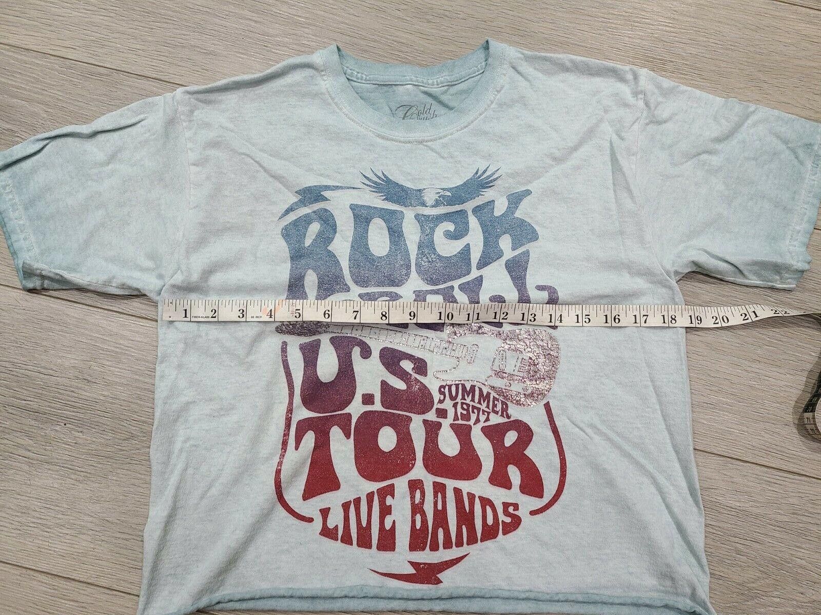 Designer Gold Rush T Shirt Size Medium Rock Roll Tour Blue Crop Top Size M / US 6-8 / IT 42-44 - 5 Thumbnail