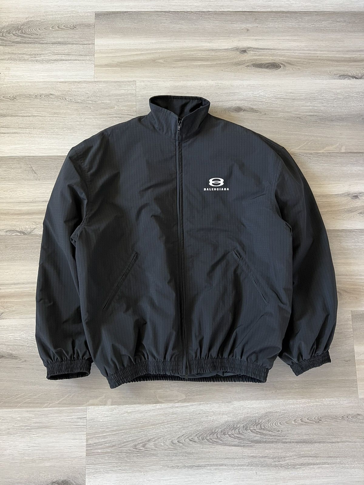 image of Balenciaga Cocoon Kick Unity Sports Icon Jacket in Black, Men's (Size Medium)