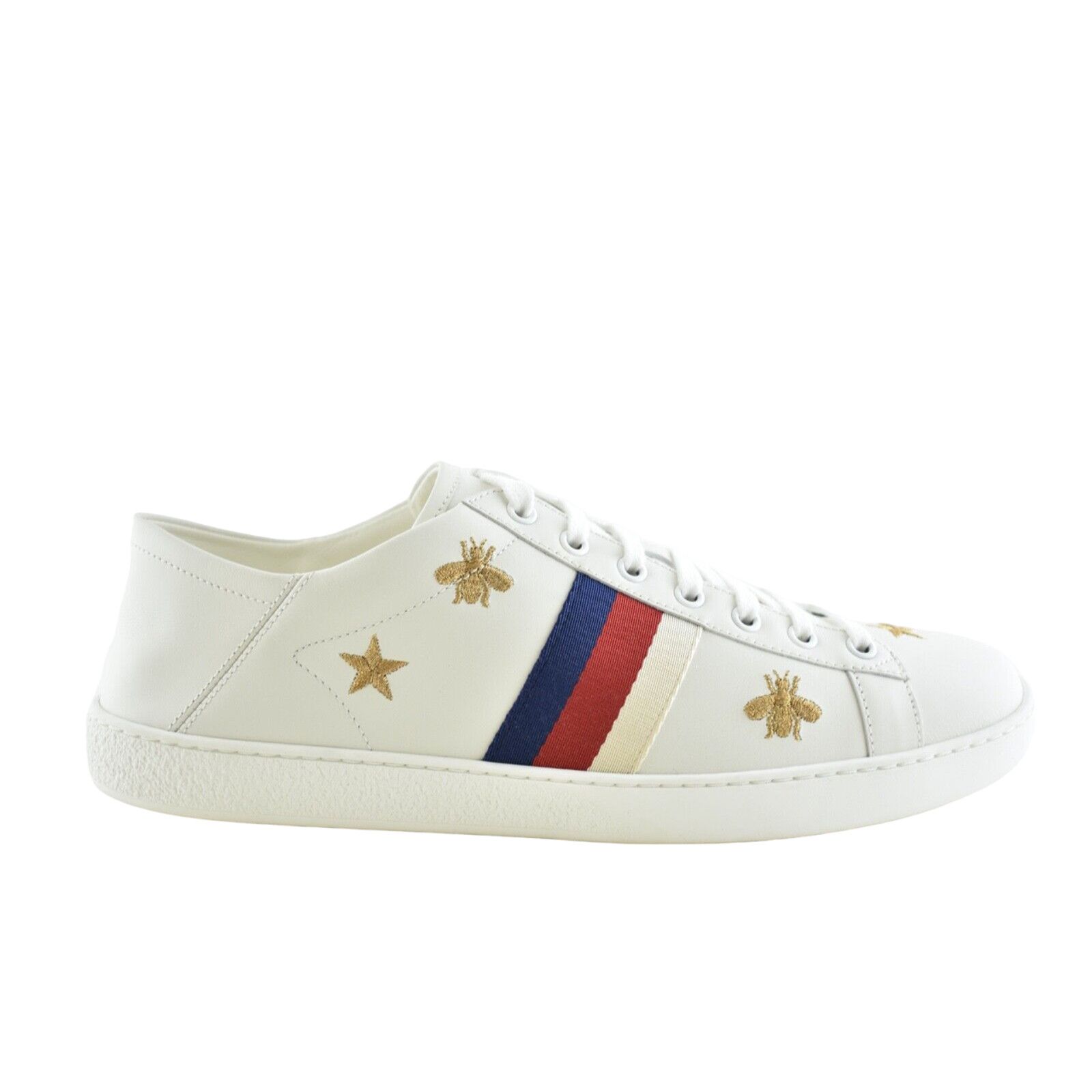 Gucci Gucci White Star Bee Gold Flat Low Top Lace Up Tie Sneaker Size US 12 / IT 42 - 1 Thumbnail