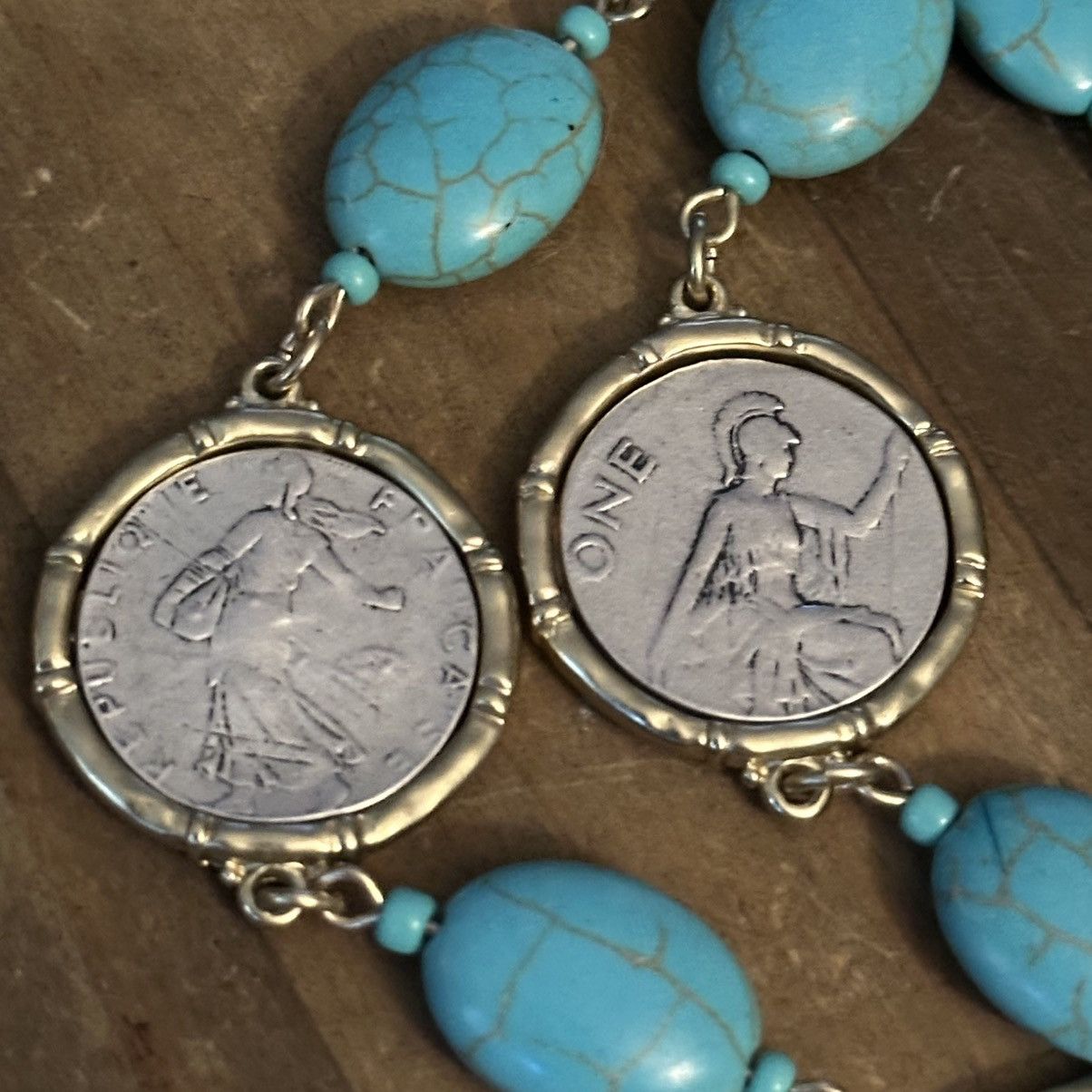 Chicos Chico’s Isabella turquoise Howlite and Roman coin Y necklace Size ONE SIZE - 3 Thumbnail