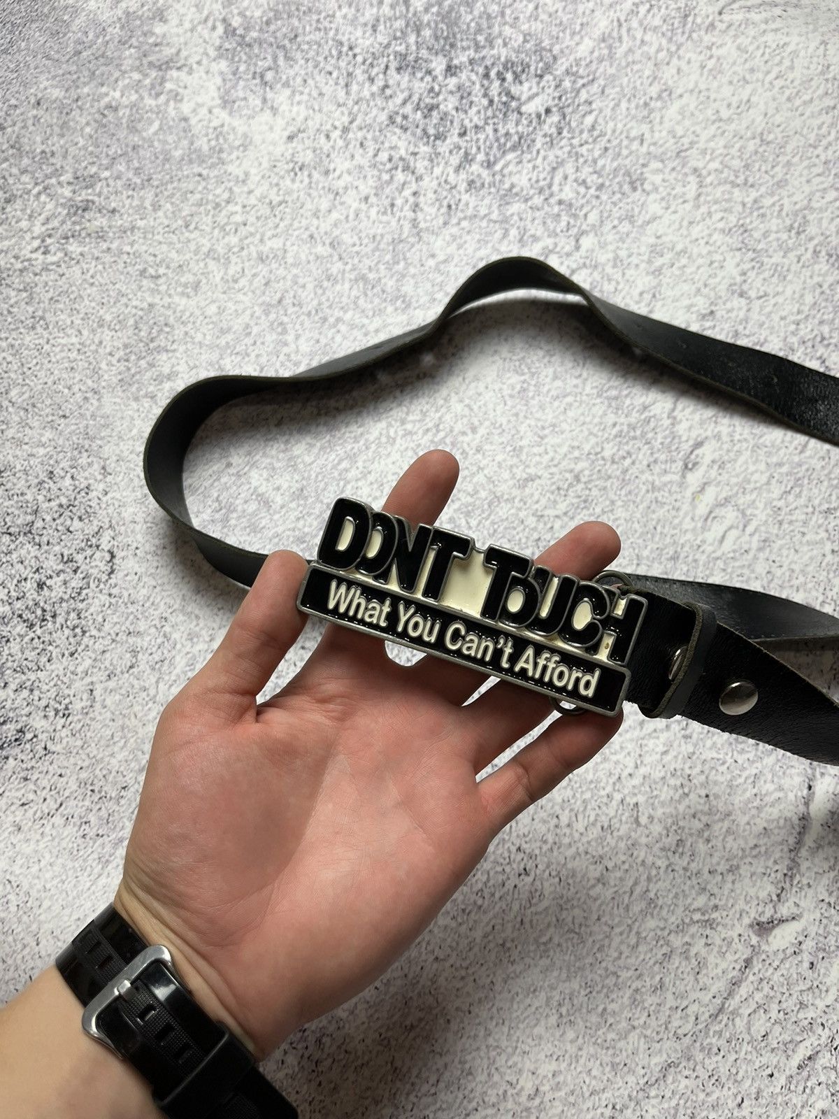 Vintage AVANT-GARDE DONT TOUCH What You Can't Afford LEATHER BELT Size ONE SIZE - 11 Thumbnail