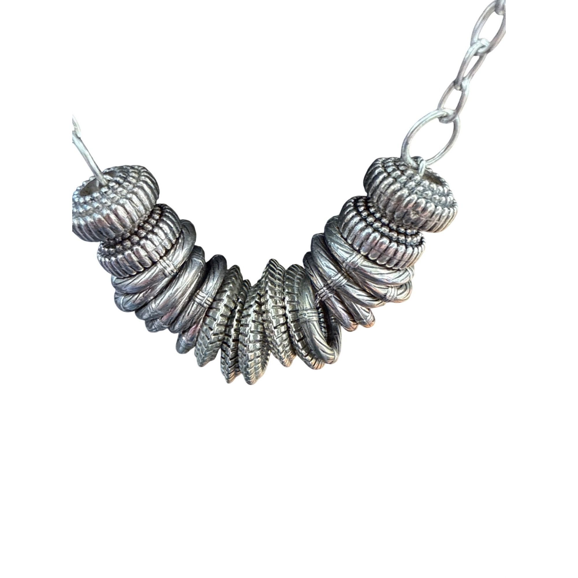 Other Silver Artisan Textured Disc Statement Necklace Bohemian Lay Size ONE SIZE - 2 Thumbnail