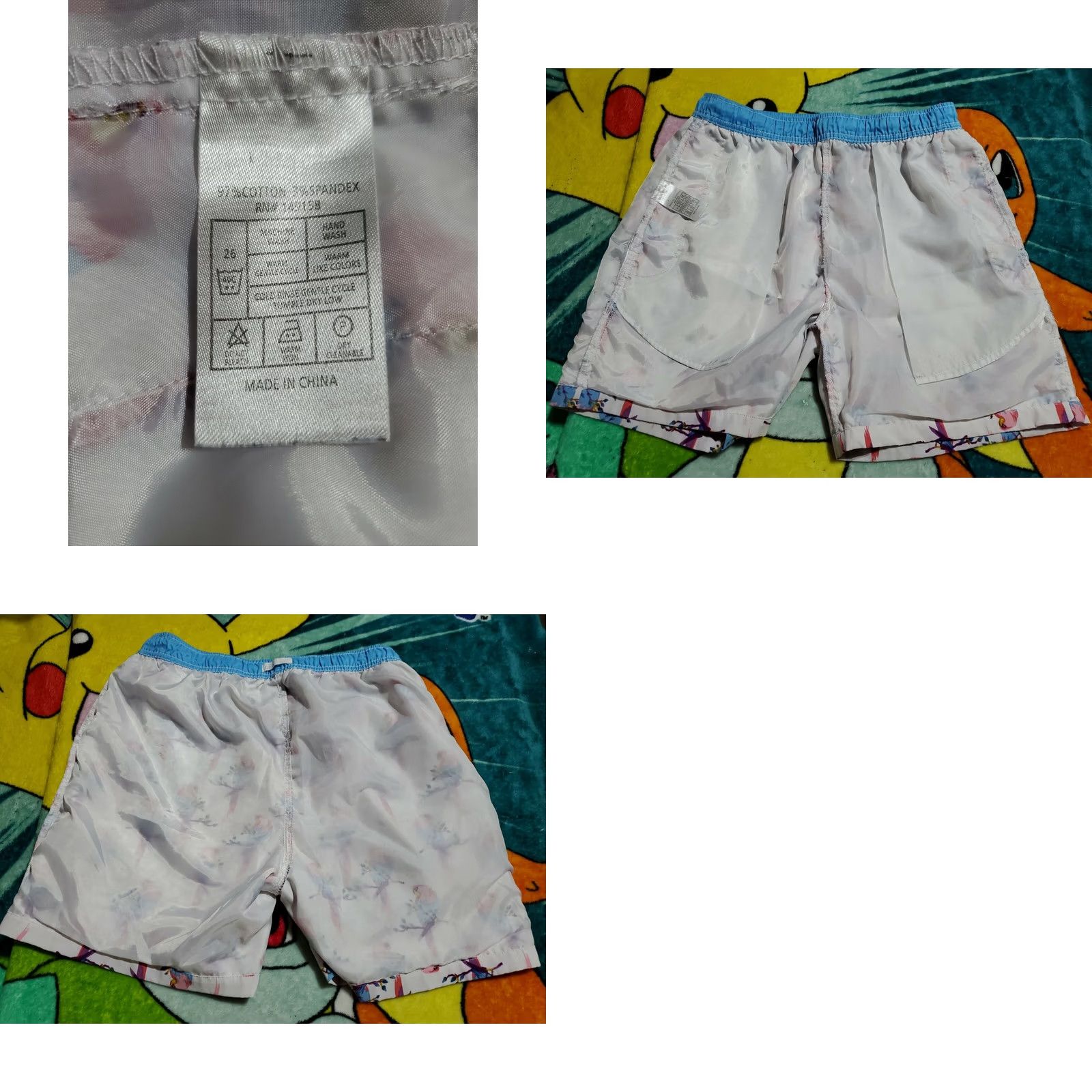 Vintage Public Record Maccaw Parrot Hybrid Shorts L Regular 28x5 White Pink Blue Pockets Lined Elastic Waist Drawstring Casual Mens Womens Unisex Adults Size US 33 - 8 Thumbnail