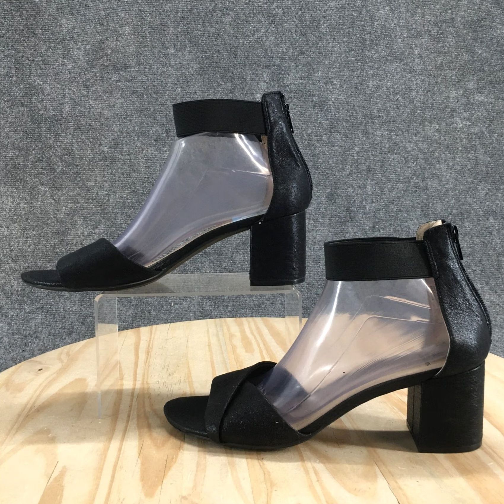 Vintage White Mountain Sandals Womens 10.5 M Ever Ankle Strap Black Casual Block Heels Size US 11 / IT 41 - 2 Thumbnail
