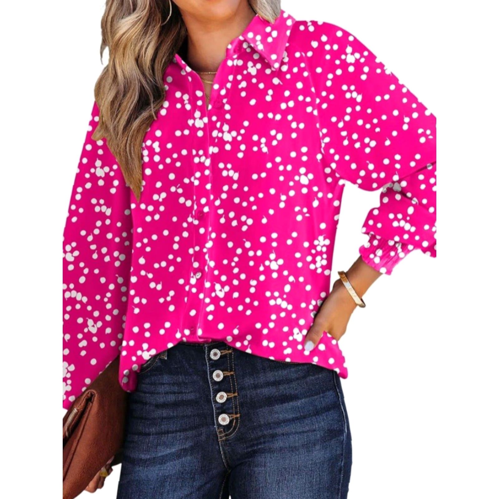 Vintage NWT Dokotoo Womens Casual V Neck Long Sleeve Button Down Blouse Size S Size S / US 4 / IT 40 - 2 Thumbnail