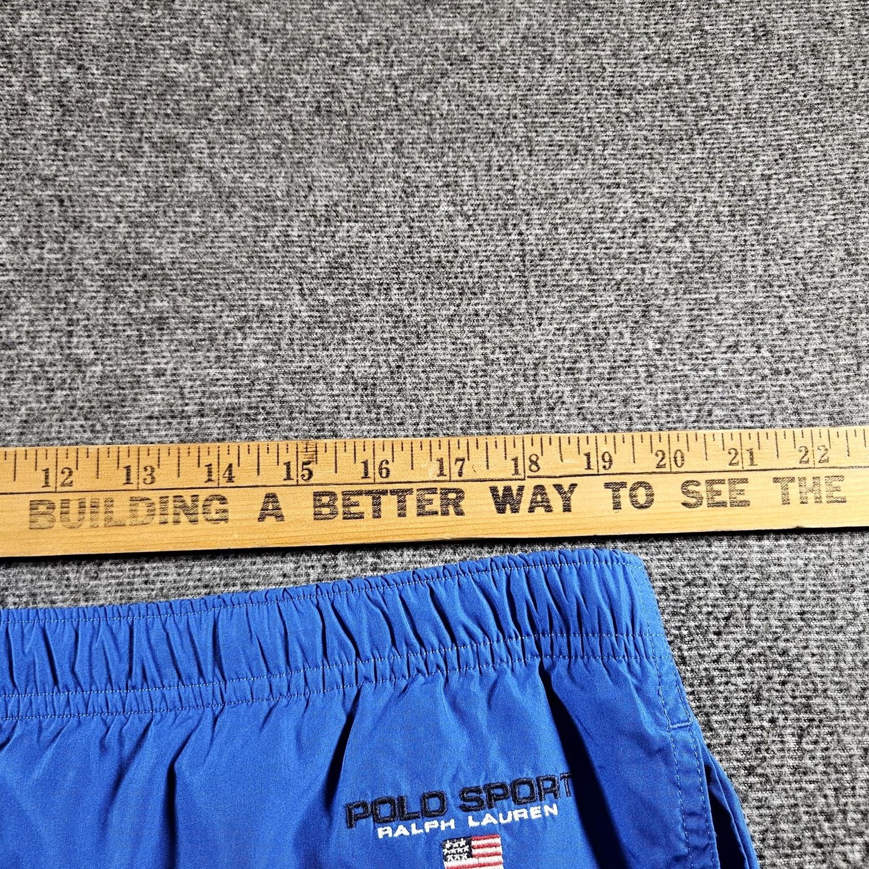 Polo Ralph Lauren Polo Sport Ralph Lauren Track Pants Mens L Blue Elastic Cuff Zip Pocket Tapered Leg 100% Polyester Athletic Activewear Regular Inseam 30in Vintage No Size US L / EU 52-54 / 3 - 5 Thumbnail