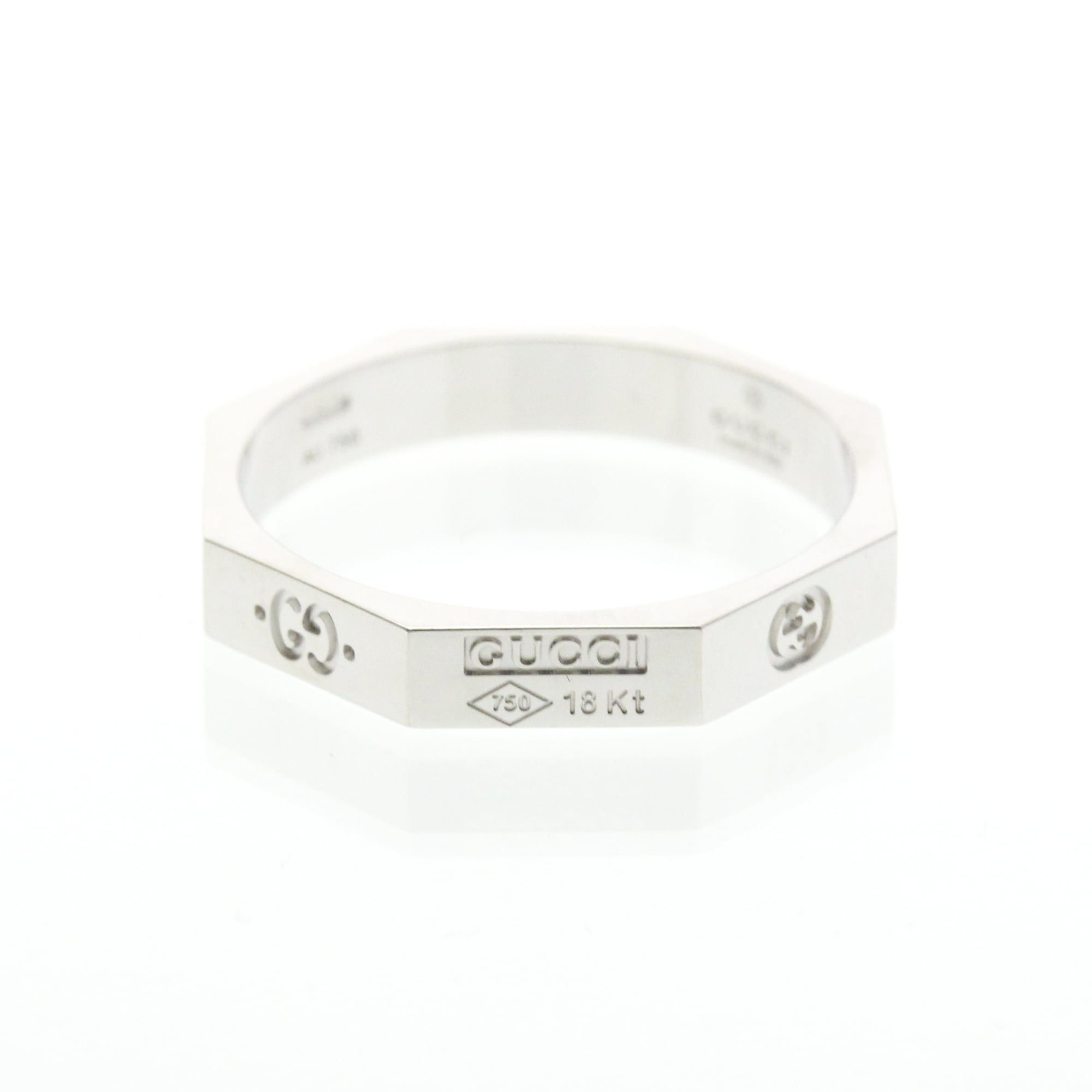 Gucci Gucci Octagonal Ring White Gold (18K) Fashion No Stone Band Ring Silver Size ONE SIZE - 1 Thumbnail
