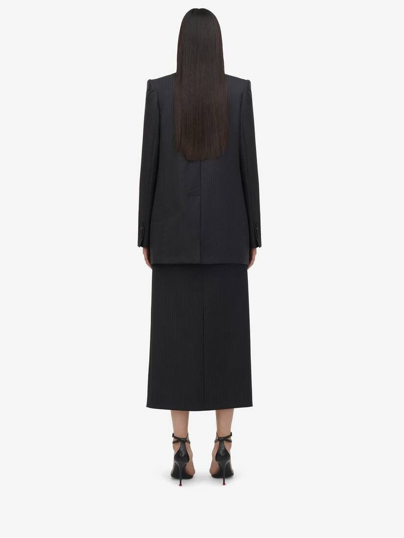 Alexander McQueen o1srvl11e0326 Pinstripe Cutaway Jacket in Dark Grey Size L / US 10 / IT 46 - 5 Thumbnail