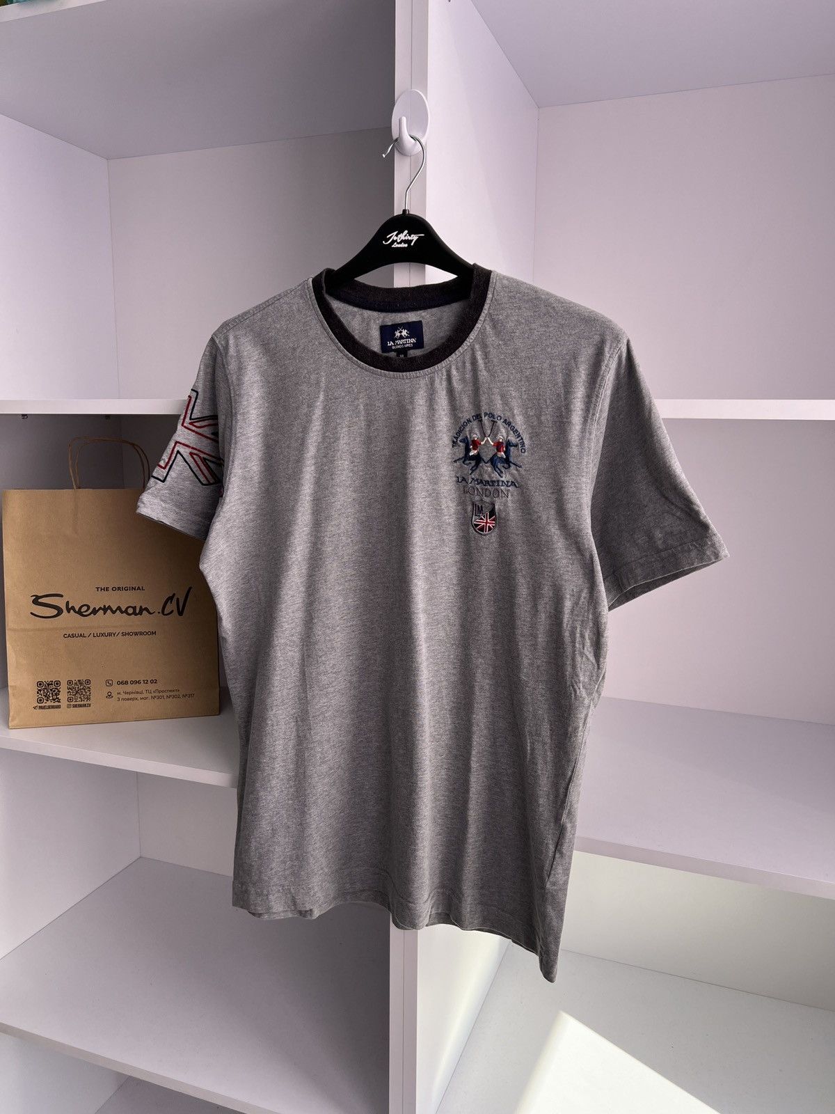 La Martina × Vintage Vintage La Martina London Y2K Gray Tee Size US L / EU 52-54 / 3 - 6 Thumbnail