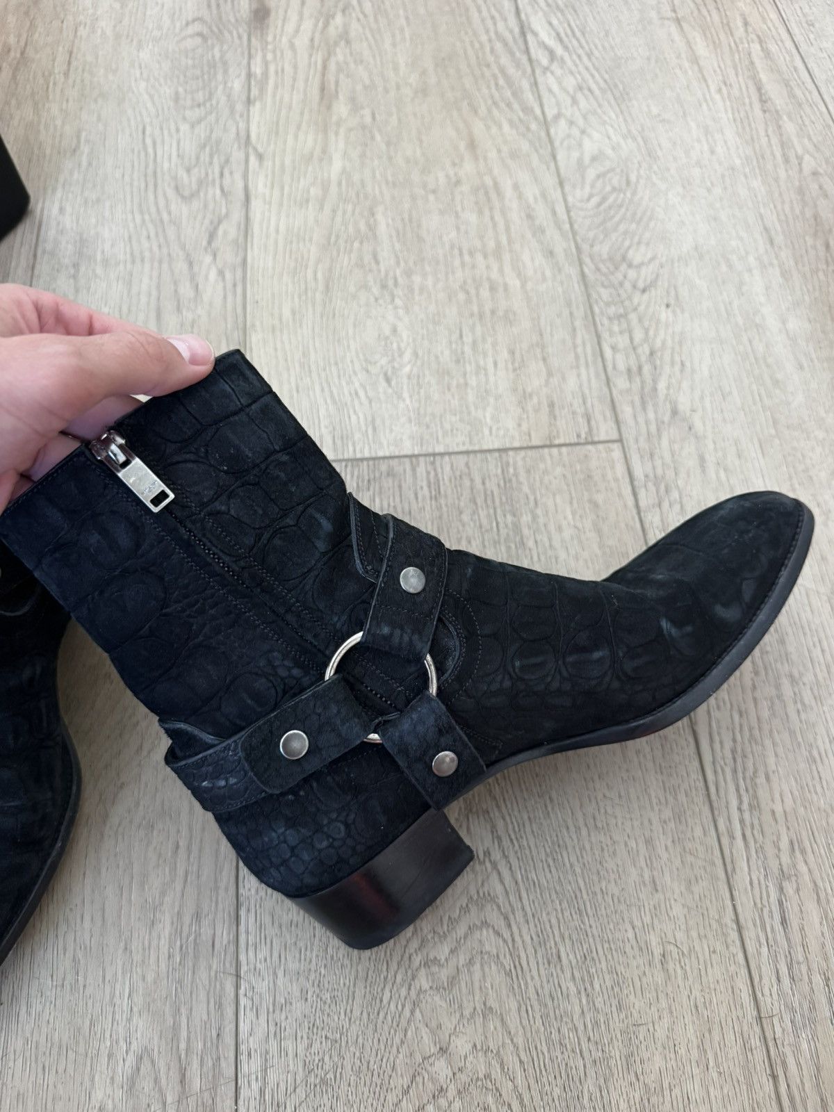 Saint Laurent Paris Croc Embossed Harness Wyatts Size US 8 / EU 41 - 4 Thumbnail