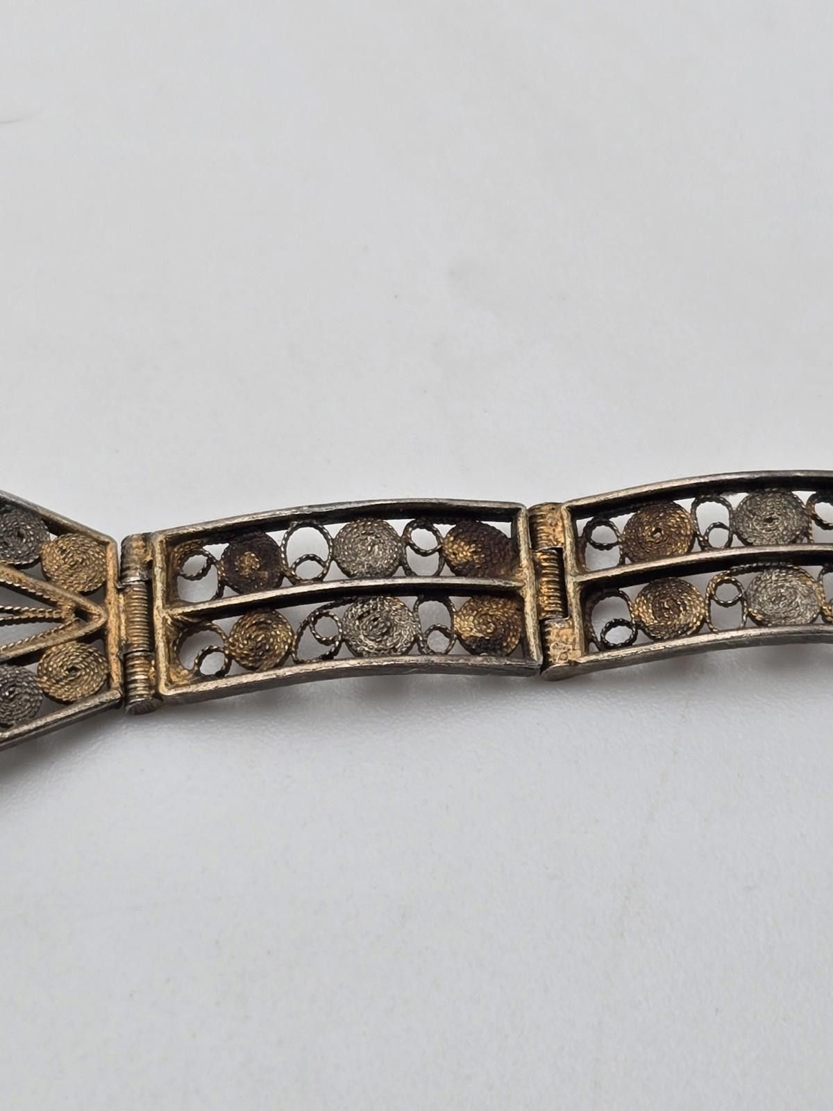 Other Antique Italian 800 Silver & Gold Filled Filigree Bracelet Size ONE SIZE - 6 Thumbnail