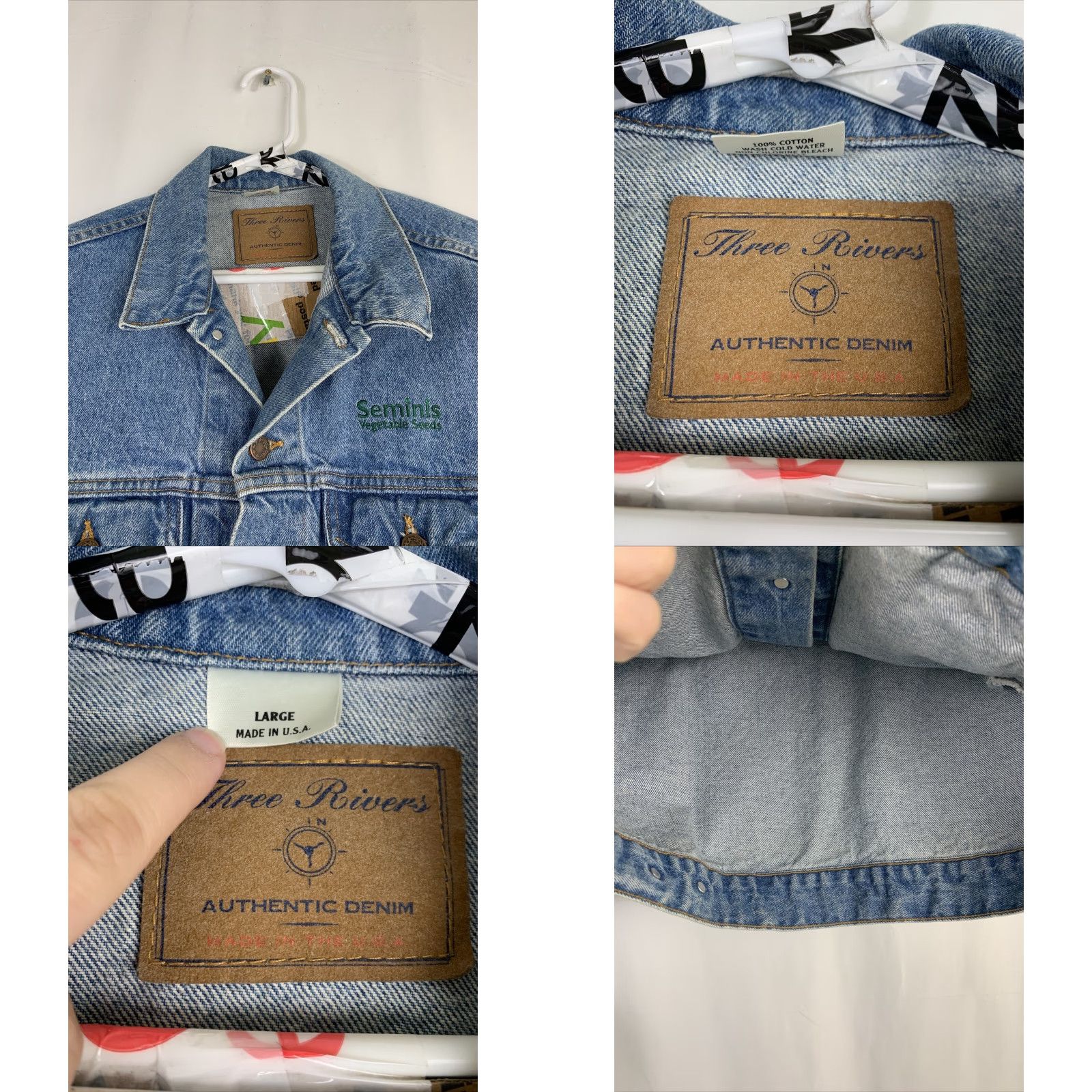 Vintage VINTAGE Three Rivers Denim Jacket Mens Large Blue USA Jean Jacket Men Size US 33 - 8 Thumbnail