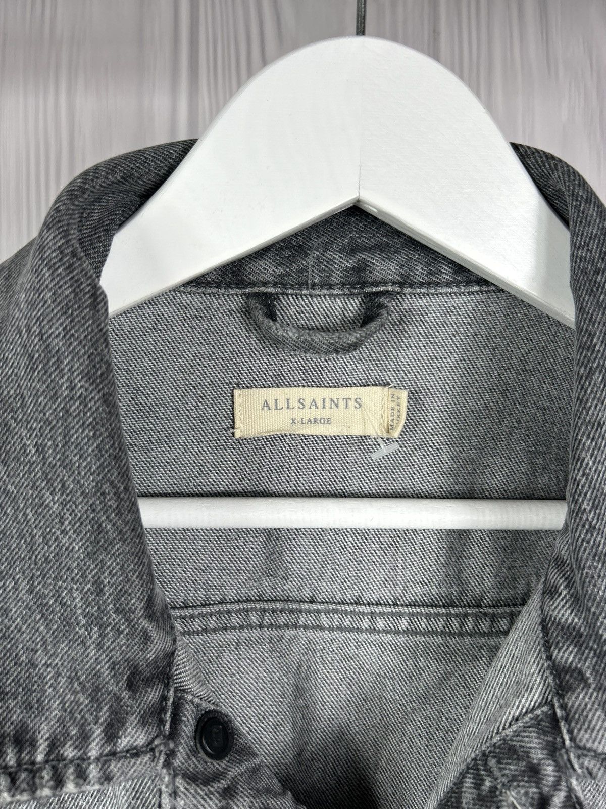Allsaints Allsaints Bilton Denim Distressed Jacket Size XL Dark Gray Size US XL / EU 56 / 4 - 8 Thumbnail