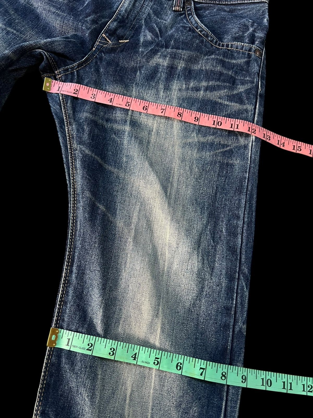 Edwin × If Six Was Nine × Le Grande Bleu (L.G.B.) EDWIN EXCLUSIVE VINTAGE BLUE DENIM NICE DESIGN VERY RARE Size US 33 - 14 Thumbnail