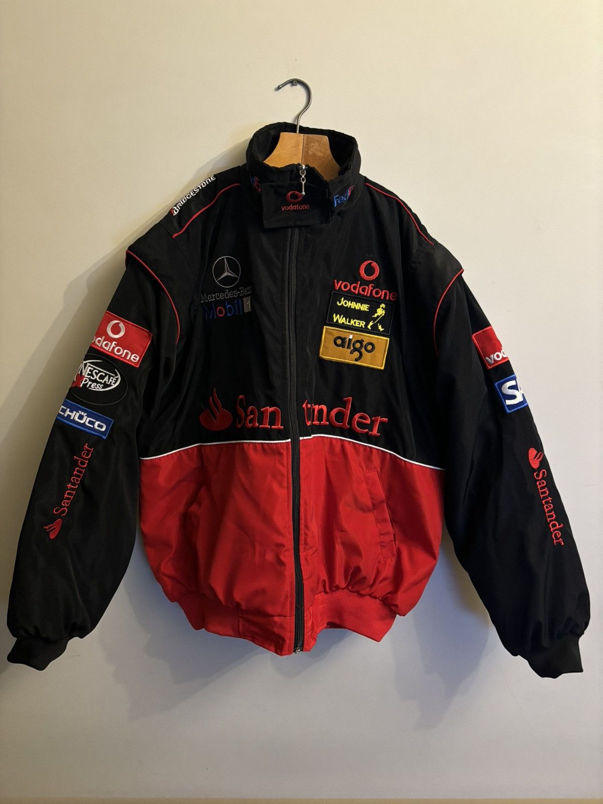 image of Formula Uno x Mercedes Benz Mercedes-Benz Mclaren F1 Racing Jacket in Black Red, Men's (Size XL)