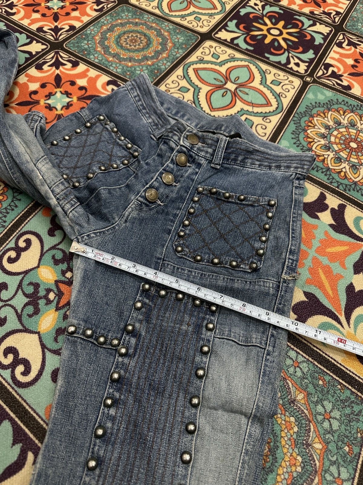 Seditionaries Penty Punk Reconstructed Studded Flare Denim Pant Size US 27 - 10 Thumbnail