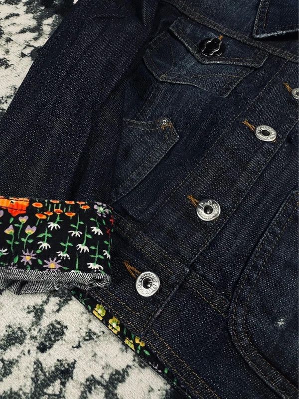 Dolce & Gabbana Dolce & Gabbana navy blue floral denim jacket 44 L cropped Size L / US 10 / IT 46 - 4 Thumbnail