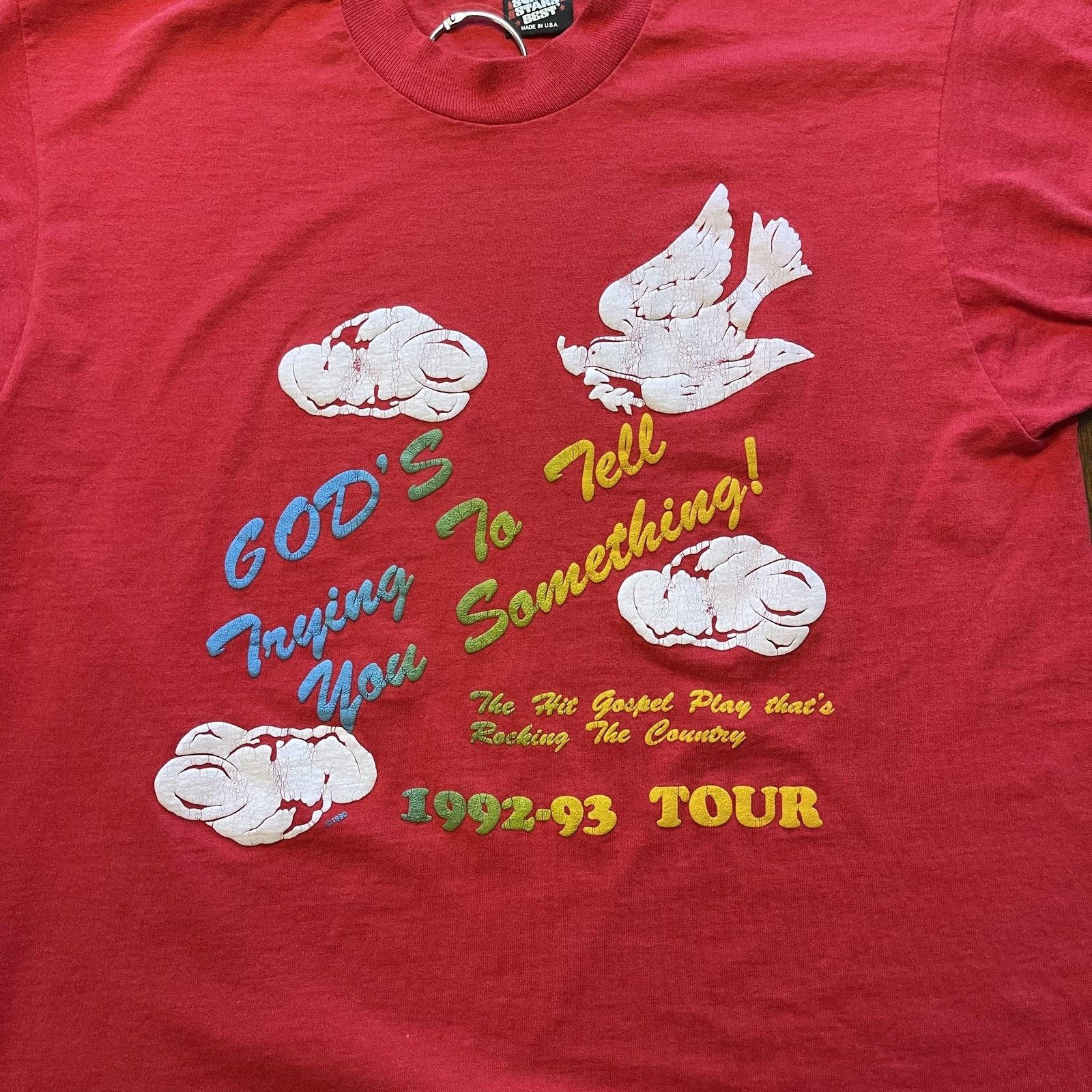 Vintage Vintage God's Trying To Tell You Something Shirt L 1992-93 Size US L / EU 52-54 / 3 - 3 Thumbnail