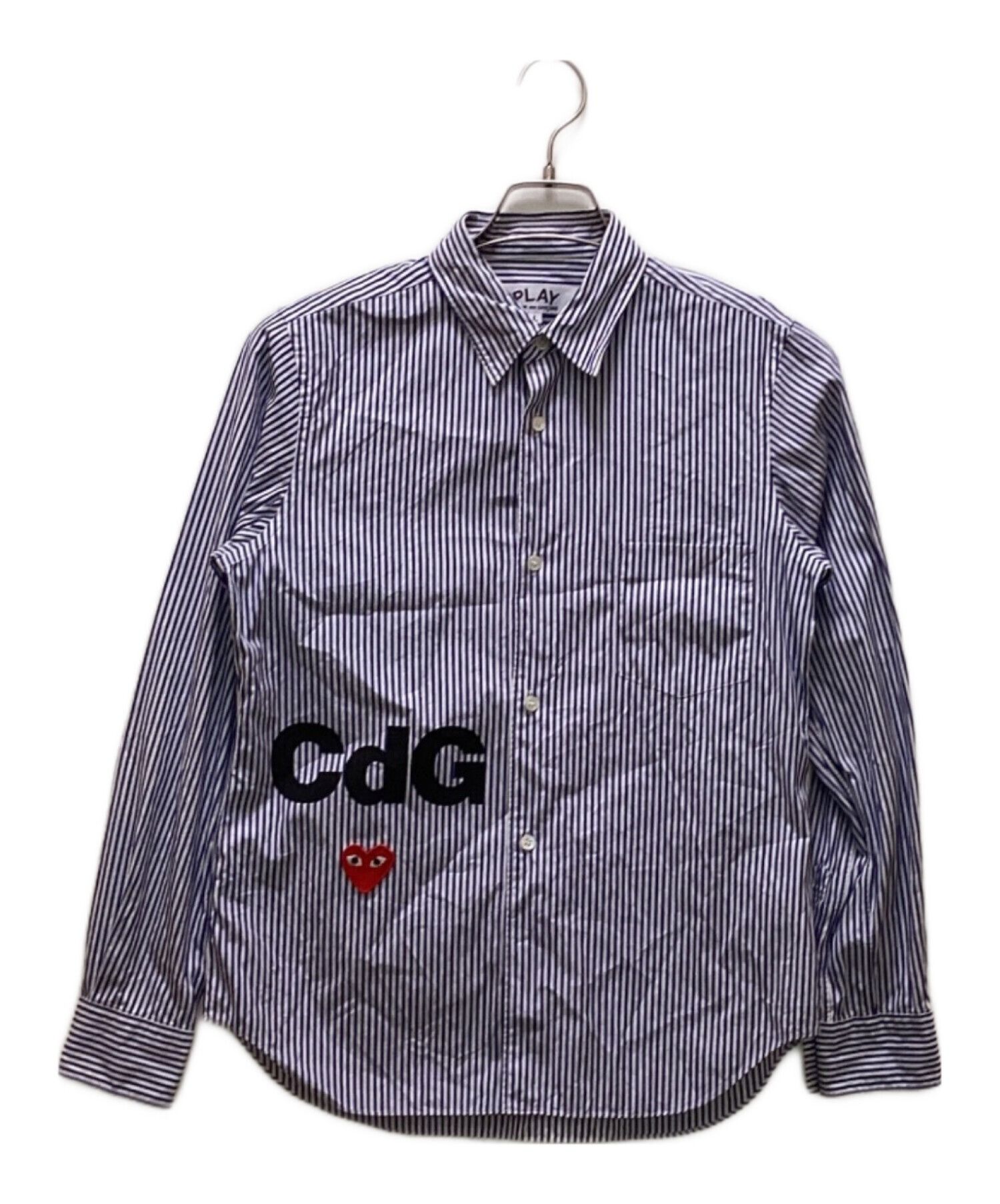 Comme des Garcons PLAY PLAY COMME des GARÇONS × CDG Heart Patch Striped Shirt L Size US L / EU 52-54 / 3 - 1 Thumbnail