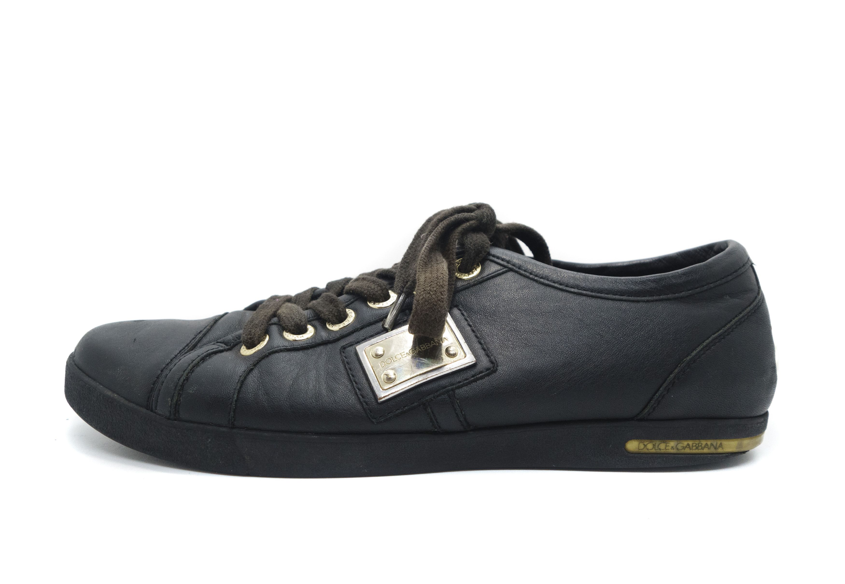Dolce & Gabbana 00S Metal Logo Leather Low Sneakers Vintage Size US 7.5 / EU 40-41 - 2 Thumbnail