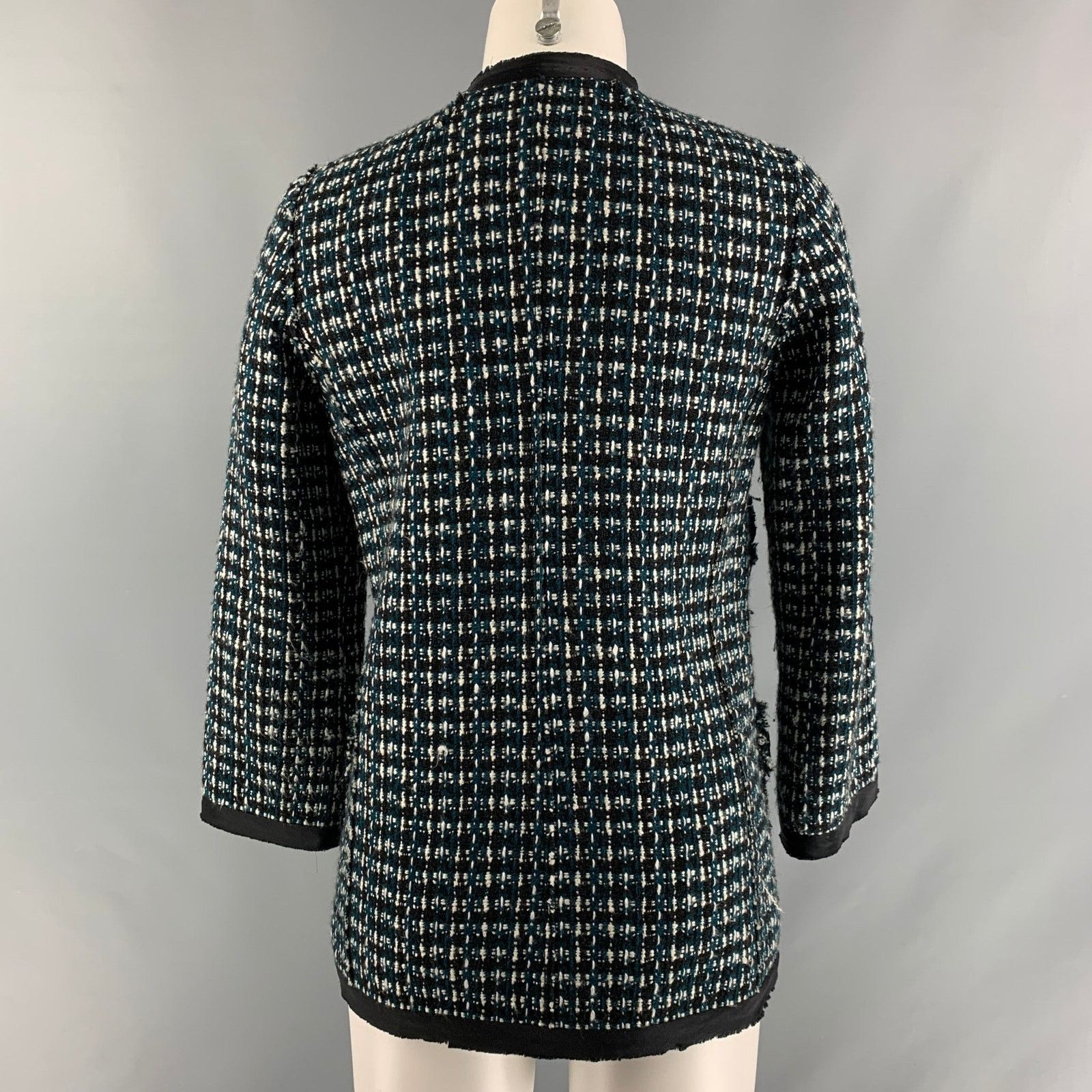 Marc Jacobs Size 2 Green Black White Boucle Textured Jacket Blazer Size XS / US 0-2 / IT 36-38 - 3 Thumbnail