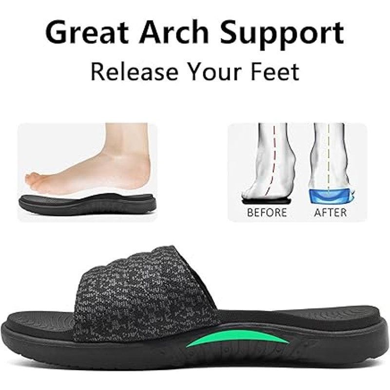 Other Oncai Men's 11 Black Gray Adjustable Strap Slide Sandals Size US 11 / EU 44 - 2 Thumbnail