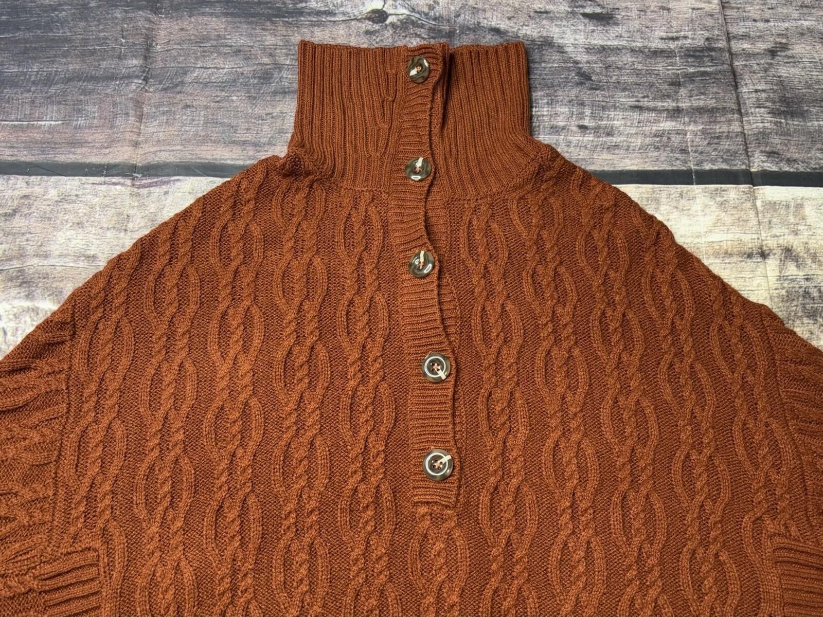 Anthropologie Anthropologie Poncho Sweater Women's M Turtleneck Cable Knit Size M / US 6-8 / IT 42-44 - 4 Thumbnail
