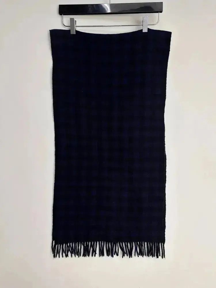 Yohji Yamamoto Yohji Yamamoto Blue & Black Plaid Scarf Size ONE SIZE - 5 Thumbnail