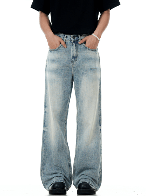 Japanese Brand American retro light blue street casual loose flared jeans Size US 32 / EU 48 - 1 Thumbnail