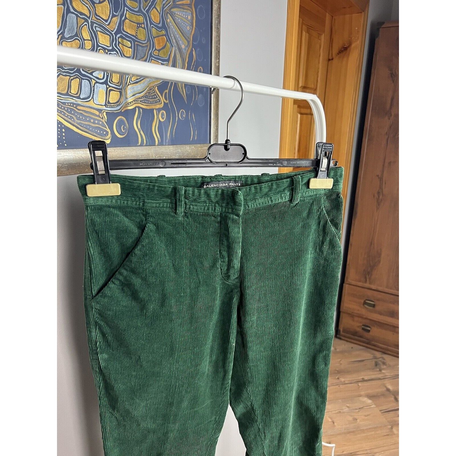Balenciaga Balenciaga Women`s Emerald Green Corduroy Straight Chino Pa Size US 36 / EU 52 - 5 Thumbnail
