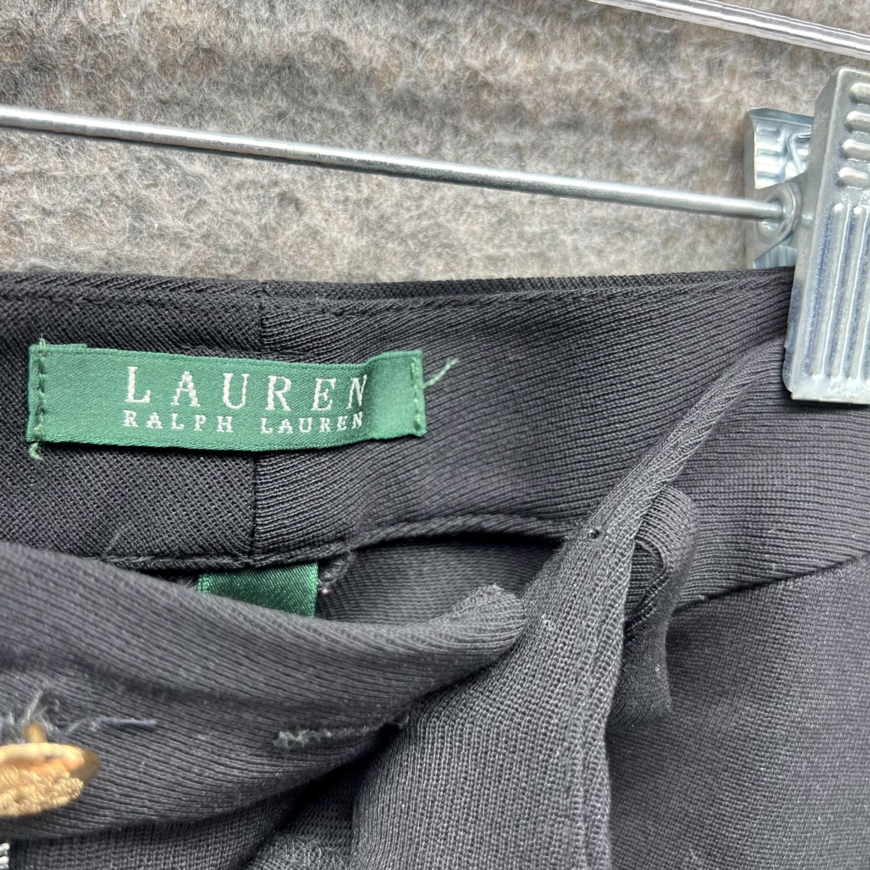 Ralph Lauren Lauren Ralph Lauren Pants Women 6 Black Chino Pleated Wool 29in Inseam Front Pleated Straight Leg Buttons Zip Casual Formal Travel Size 28" / US 6 / IT 42 - 7 Thumbnail