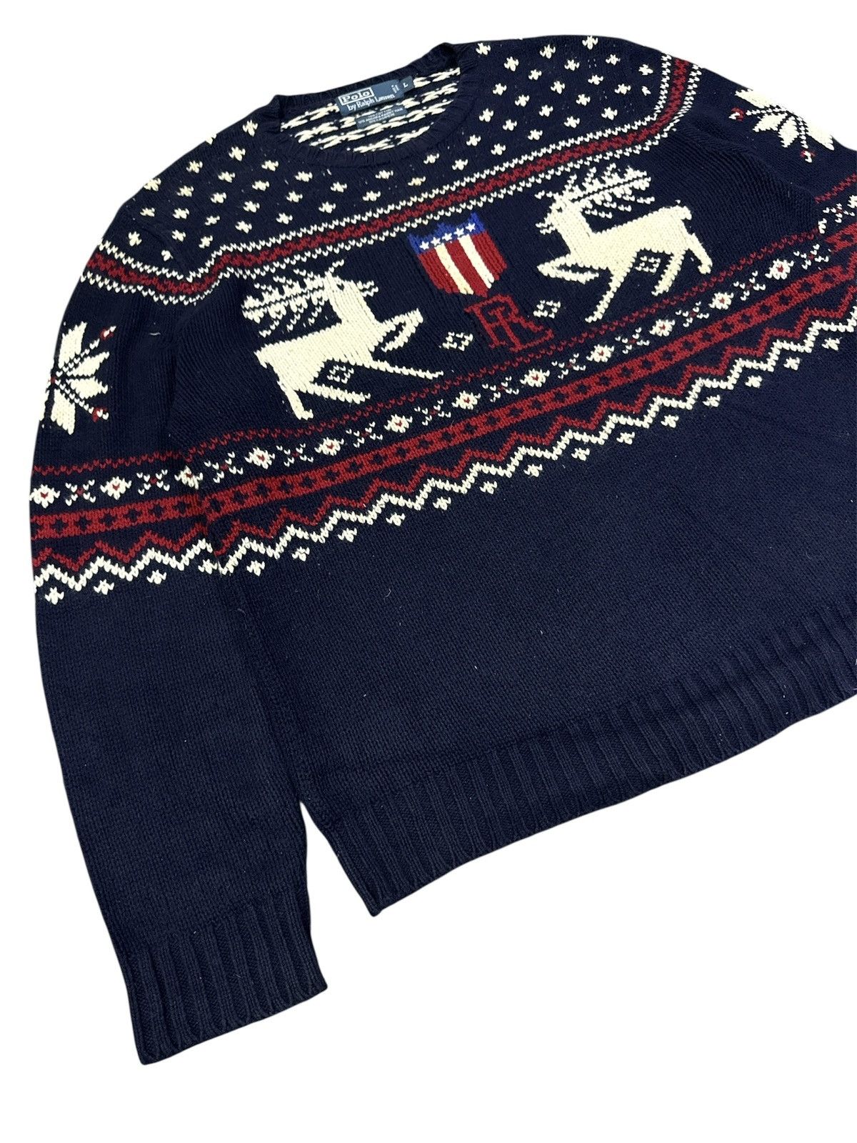 Polo Ralph Lauren Vintage 90s Polo Ralph Lauren Reindeer Jacquard sweater Size US L / EU 52-54 / 3 - 3 Thumbnail