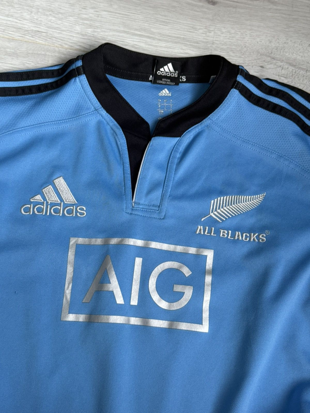 Adidas All Blacks Adidas Rugby Shirt Blue AIG Sponsor New Zealand Size US L / EU 52-54 / 3 - 2 Thumbnail