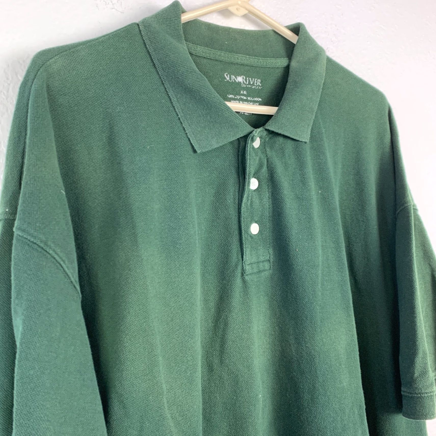 Vintage Sun River Green Short Sleeve Pique Polo Shirt Mens 2XL XXL Shirt Polo Mens Green 2XL Sun River Size US XXL / EU 58 / 5 - 2 Thumbnail