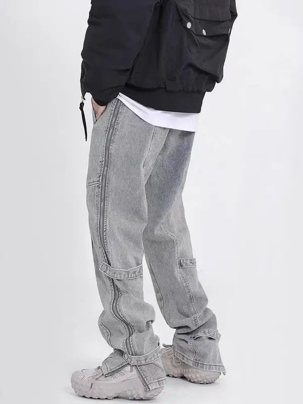 VIBE Distressed washed side zip micro-flare jeans Size US 32 / EU 48 - 3 Thumbnail