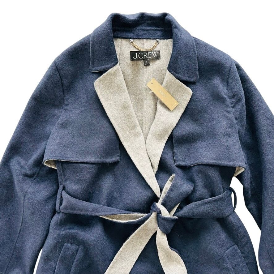 J.Crew J.Crew Harriet Trench Navy Grey Large Double Faced Wool NEW Size L / US 10 / IT 46 - 3 Thumbnail