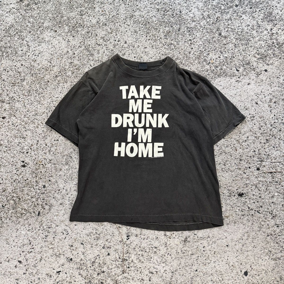 Vintage 90s Take Me Drunk I'm Home Thrashed Faded Shirt ERD Grunge Size US L / EU 52-54 / 3 - 1 Thumbnail