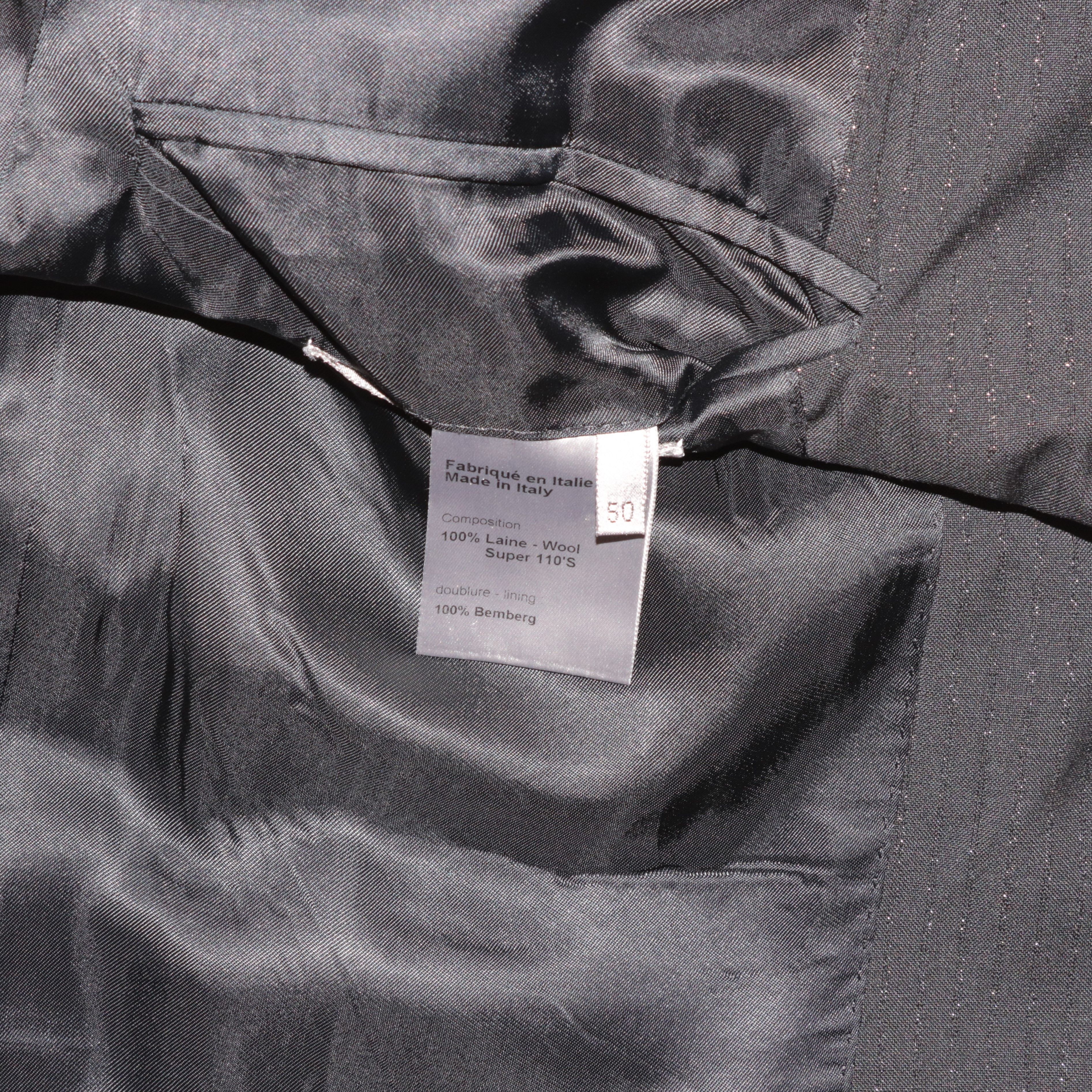 Dior Dior Homme Black Silver Pinstripe Suit, Size 50 (M,L) Size 50R - 6 Thumbnail