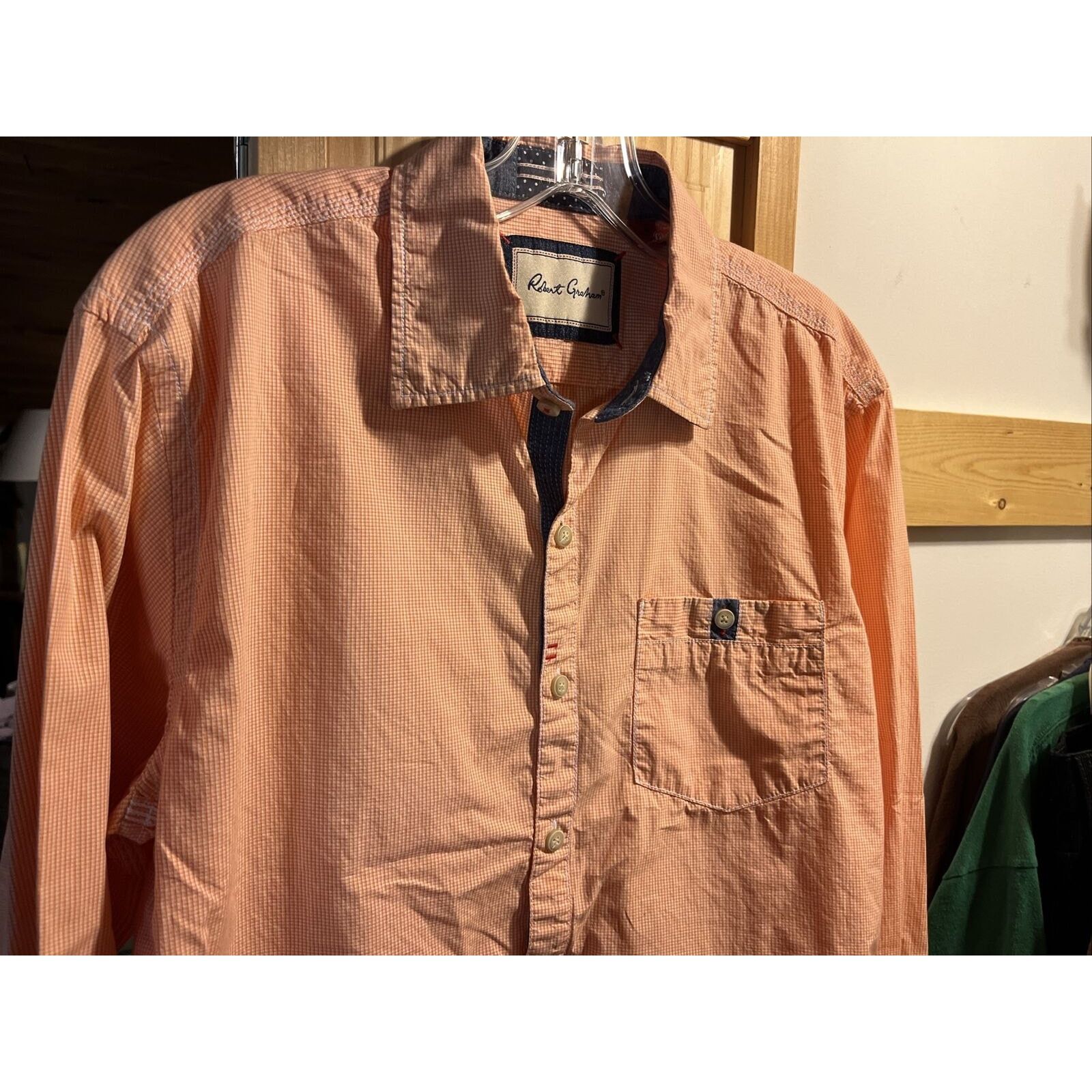 Robert Graham Robert Graham Men’s M Orange Check LS Button Up Cotton Shirt Size US M / EU 48-50 / 2 - 8 Thumbnail