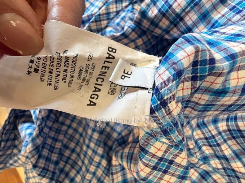 Balenciaga Balenciaga Blue Plaid Long Sleeve Shirt Size XS / US 0-2 / IT 36-38 - 3 Thumbnail