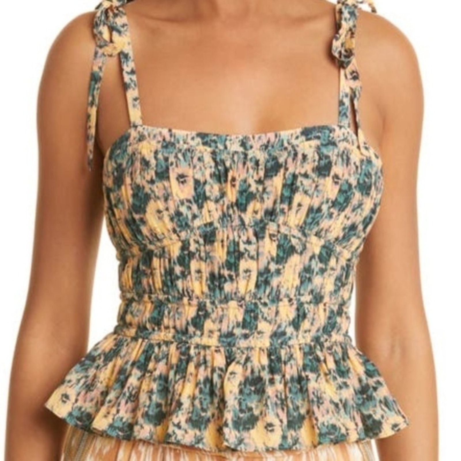 Ulla Johnson Ulla Johnson. Nora Tie Shoulder Silk Peplum Top Size M / US 6-8 / IT 42-44 - 1 Thumbnail