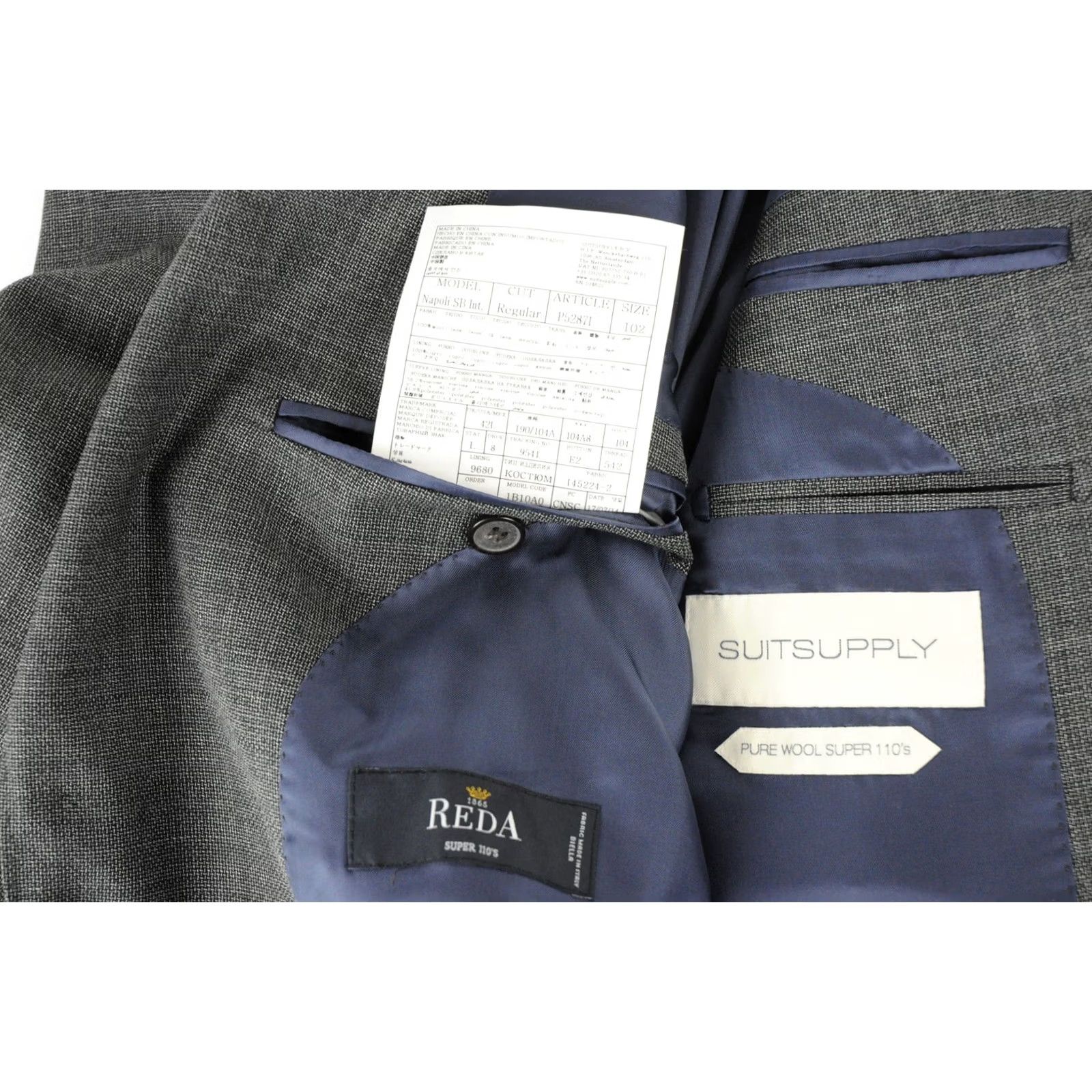 Suitsupply Suitsupply Napoli Blazer Men UK 42L Single Breasted Jacket Grey Wool Patterned Button Lined All Seasons Size 42R - 7 Thumbnail
