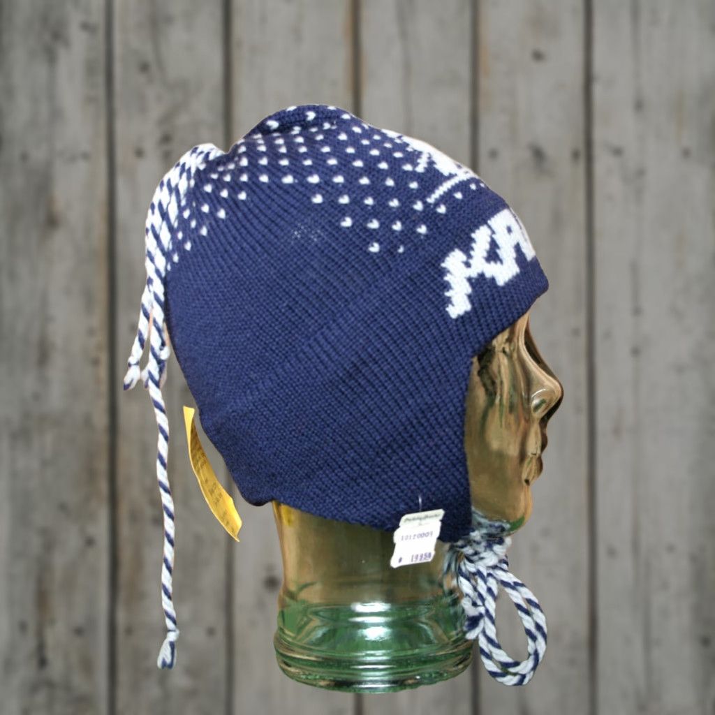 Karhu VINTAGE Mad Hatters Skiing Bear Logo Wool Beanie Winter Hat Adult One Size Blue White Mens Womens Unisex Size ONE SIZE - 1 Thumbnail