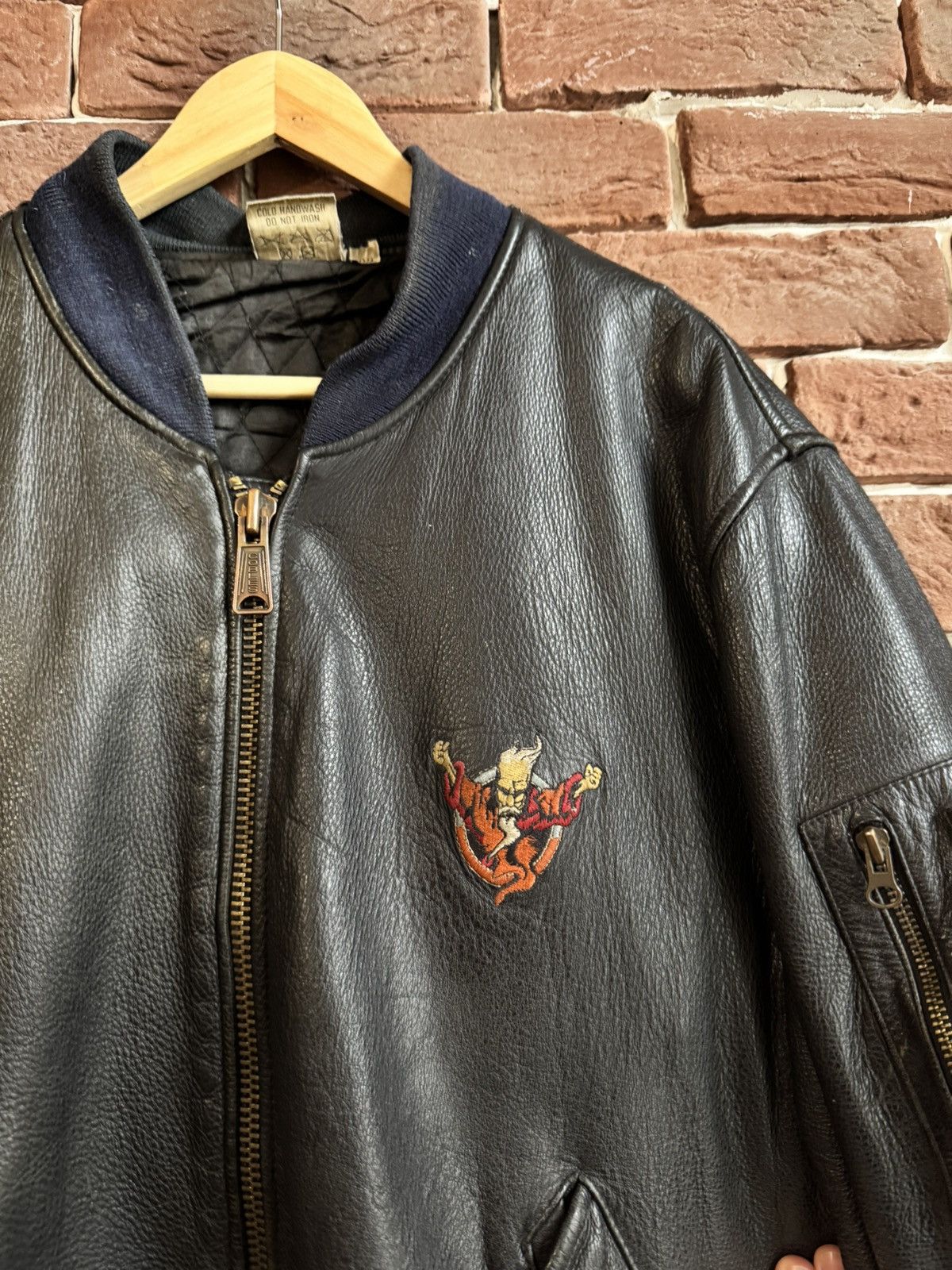 Thunderdome Rare 90s Thunderdome Leather Bomber Jacket Gabber Hardcore Size US XL / EU 56 / 4 - 10 Thumbnail
